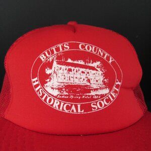 Butts County Historical Society Men's Red Wide Brim Mesh Back Snapback Cap Hat